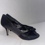 Butter For Diane B Satin Peep Toe Italian Black Minimalist Pumps Heels Size 9 Photo 1