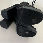 Soda  Black Lace Boots Vegan Suede Zipper White Stitching Womens Size 8 Photo 5