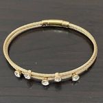Fossil Goldtone Stainless Steel Cable Wire CZ Cubic Zirconia Push Lock Bracelet Photo 0