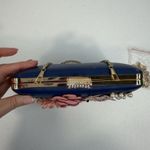 Clutch Bag Satin Flower Handbag Dinner Pearl Wedding Prom Banquet Cocktail Vaca Blue Photo 5