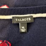 Talbots  Navy Blue Heart Print Sweater Knit Zipper Shoulder Women XL Photo 4
