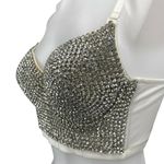 Silver Sleeveless Rhinestone Crystal Cami Camisole Bandeau Crop Tank Top Size M Size M Photo 2
