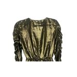 ZARA  Metallic V Neck Ruched Long Sleeve Top Elastic Waist Lightweight S Gold Photo 8