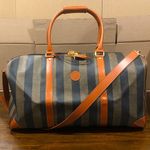 Pequin Pecan Stripe Bandolier Boston Travel Bag with FENDI Shoulder Strap Photo 0