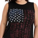 Maurice's  American Flag Paisley Print Twist Sleeveless Graphic Tee Top Womens XL Photo 3