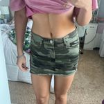 EXPRESS Green Camo Denim Mini Skirt Photo 0