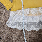 Me & U Women's Yellow Long Sleeve Sweater White Lace Accent Size Large Photo 5