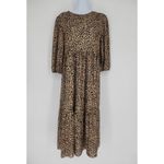 Pull & Bear Leopard Print Tiered Maxi Dress Women’s Size Small Black Photo 10