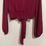 VICI  burgundy plunge v neck tie front blouse women’s size small Photo 6