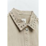 ZARA NWT Piercing Cropped Overshirt Jacket in Taupe Size Extra Large Photo 7