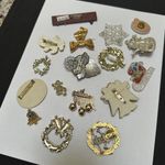 Christmas Holiday Brooch Pins Lot Of 17 For Crafts Projects Or Repair Photo 12