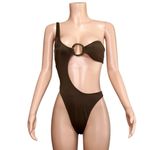 ADORA SWIM Adora One Shoulder Swim, Brown, Medium Brown Photo 7