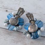 Vintage Clip On Earrings Large Statement Blue Tones Stamped W Germany Photo 5