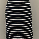 A New Day Striped Midi Skirt XL Black White Cotton Stretch Casual Mature Preppy Photo 0