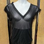 Old Navy  Black Sheer Lace V-Neck Top Photo 0