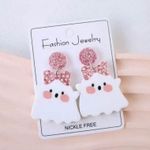 🌸 4 for $20 Charming Pink Bow Ghost Acrylic Earrings Photo 3