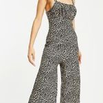 TopShop Love Jumpsuit Cropped with Shoulder Neutral Print US 12 Black Photo 0