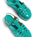Loewe NWOT Authentic Turquoise calf-skin wedge women shoes/size6 Photo 1