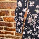 American Eagle  Black Floral Long Tie Sleeve Strappy V-Neck Mini Dress Size XXS Photo 2