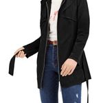 NEW Jou Jou Black Juniors Hooded Trench Coat Photo 2