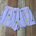 Anthropologie  Lemon Shorts Purple Embroidered Elastic Waist Pockets Size Medium Photo 4