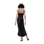 ZARA Black Satin Cowl Neck Slip Midi Dress Side Button Detail Elegant Medium Photo 2