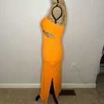 Princess Polly  Dress Marissa Size 6 Neon Orange Cut Out Midi Thigh Slit V Neck Photo 7