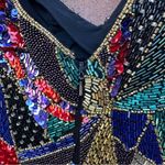 OLEG CASSINI Black Tie Gown 80's Beaded Dress Size 16 Photo 8