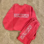 Wild Fable Red Los Angeles Sweat Set Photo 0