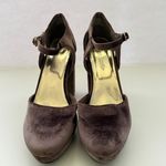Hot Tomato Velvet Ankle Strap Block Heel Platform Heels Size 9.5M Night‎ Out Y2K Brown Photo 2