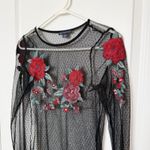 American Eagle AEO Womens Dark Romance Sheer Floral Appliqué Top Size Small Whimsigoth Fairy Photo 1