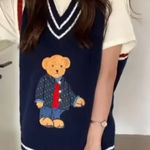 #136 BOUTIQUE Navy Bear Vest Blue Size L Photo 0