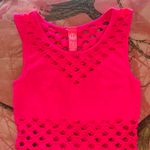 idea usa y2k fishnet cut out hot pink rave crop top Photo 3