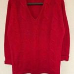 The Limited VTG  angora wool blend cherry red v-neck cableknit sweater S Photo 0