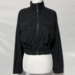 Area Stars New Waffle Knit Flap Pocket Full Zip Cropped Jacket Black Size Small Photo 4
