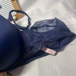 Victoria's Secret Victoria’s Secret T-Shirt Push-Up Bra 32D Navy Blue Lace Back Front Close Photo 1