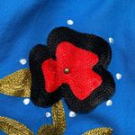 Vintage Indigo Moon Embroidered Blue Floral Embellished Asian Longline Jacket 1X Photo 6