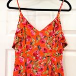 Keepsake the Label For Me Gown Tangerine Orange Floral Ruffle Trim Satin Dress Photo 7