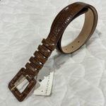Ellen Tracy Saks Fifth Avenue Brown Croc Embossed Leather Belt Luxury Size M Photo 0