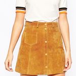 Monki Tobacco Suede Button A-Line 70s Skirt Size 6 Photo 12