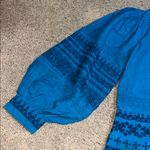 Sundance  Almara Floral Embroidered Balloon Sleeve Peasant Blouse Blue PS Photo 2