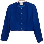 Pendleton  Vintage Royal Blue Cropped Virgin Wool Button Front Jacket Petite Photo 0