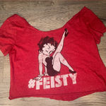 Betty Boop  Vintage Raw Hem Off-the-Shoulder Crop Tee S/M Photo 0