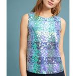 Anthropologie MAEVE by Amatheia Blue Sleeveless Sequin Top Women's Size 8 Photo 1