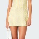 Edikted Gingham Yellow Dress Photo 0