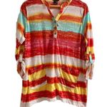 Multiples Women’s XL  Brand Bright Colored Striped Shirt Photo 0