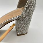 Womens Sandals 8W Wide Silver Rhinestones Open Toe Block Heel C Comfort Brand Size 8 Photo 5
