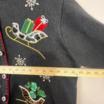 Vtg Christmas Cardigan Ugly Sweater Black XL Bling 90s Y2K Snowflake Sleigh Photo 9