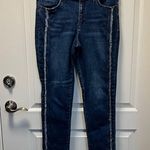 Karl Lagerfeld LIKE NEW Blue Fringe Crop Jeans Size 8 Photo 2