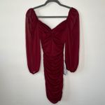 B Darlin B. Darlin Ruched Bodycon Dress Mesh Long Sleeve Sweetheart Neckline Burgundy XS Photo 1
